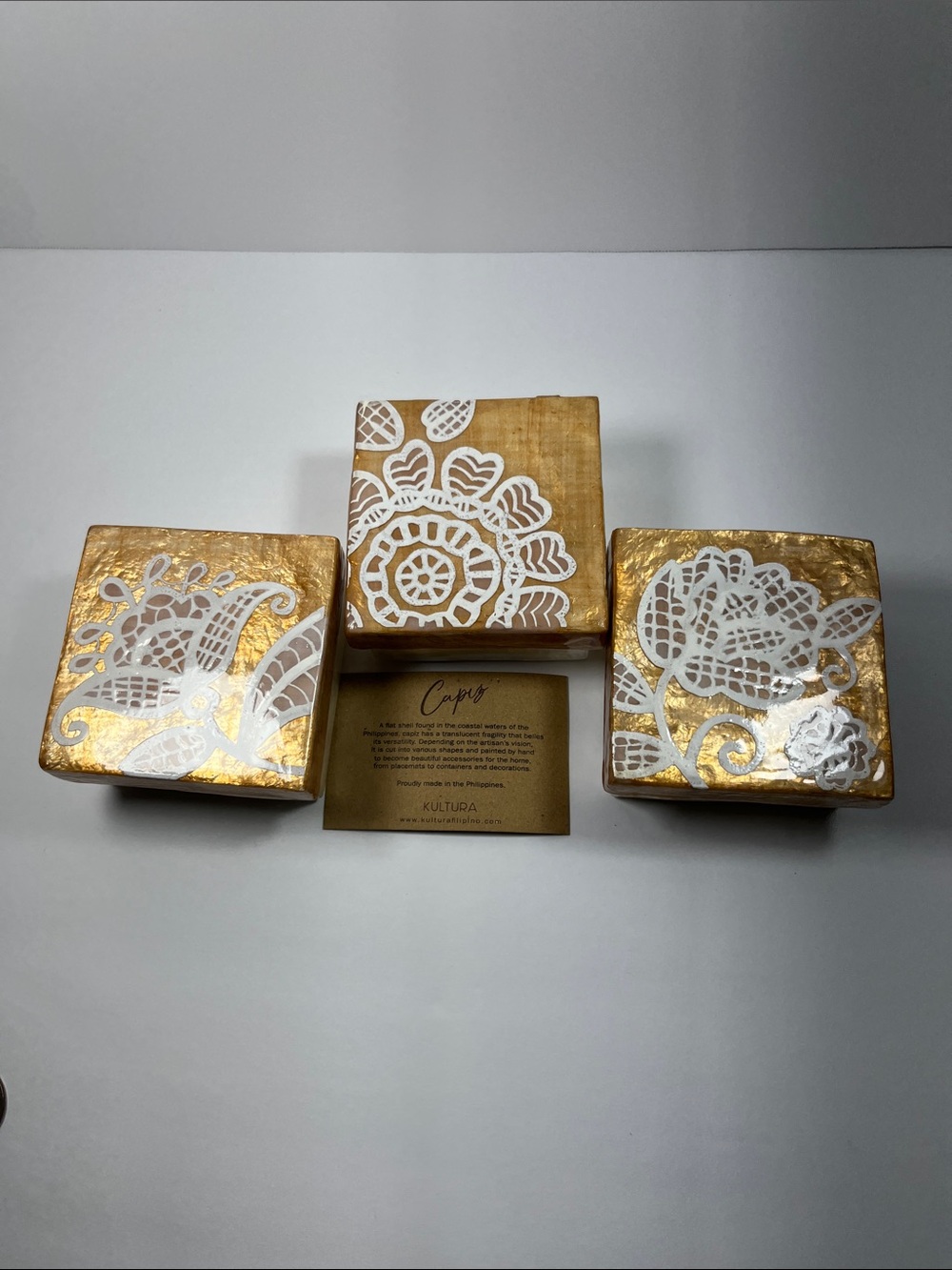 Kultura Capiz Shells Storage Keepsake Boxes Set of 3